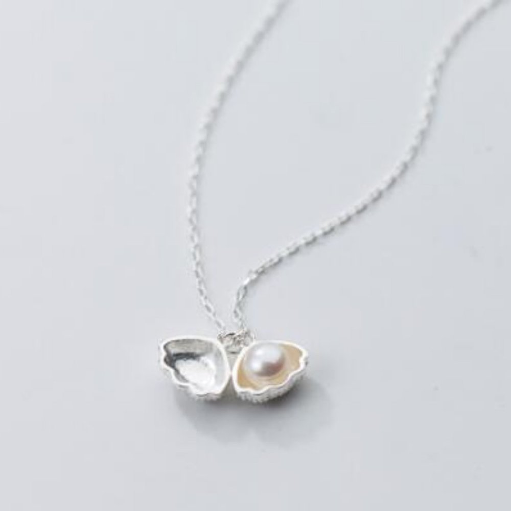 NEW 925 Sterling Silver Pearl Shell Necklace Y - Picture 7 of 8